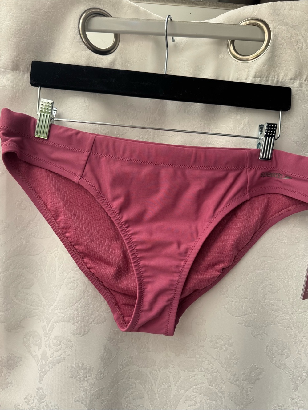 Speedo Sz LARGE Womens Bikini Swimsuit Bottom Mauve Hipster Modern NWT
